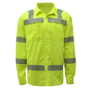 Class 3 Lightweight Rip Stop Button Down Shirt - Lime