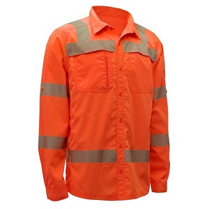 Class 3 Lightweight Rip Stop Button Down Shirt - Orange