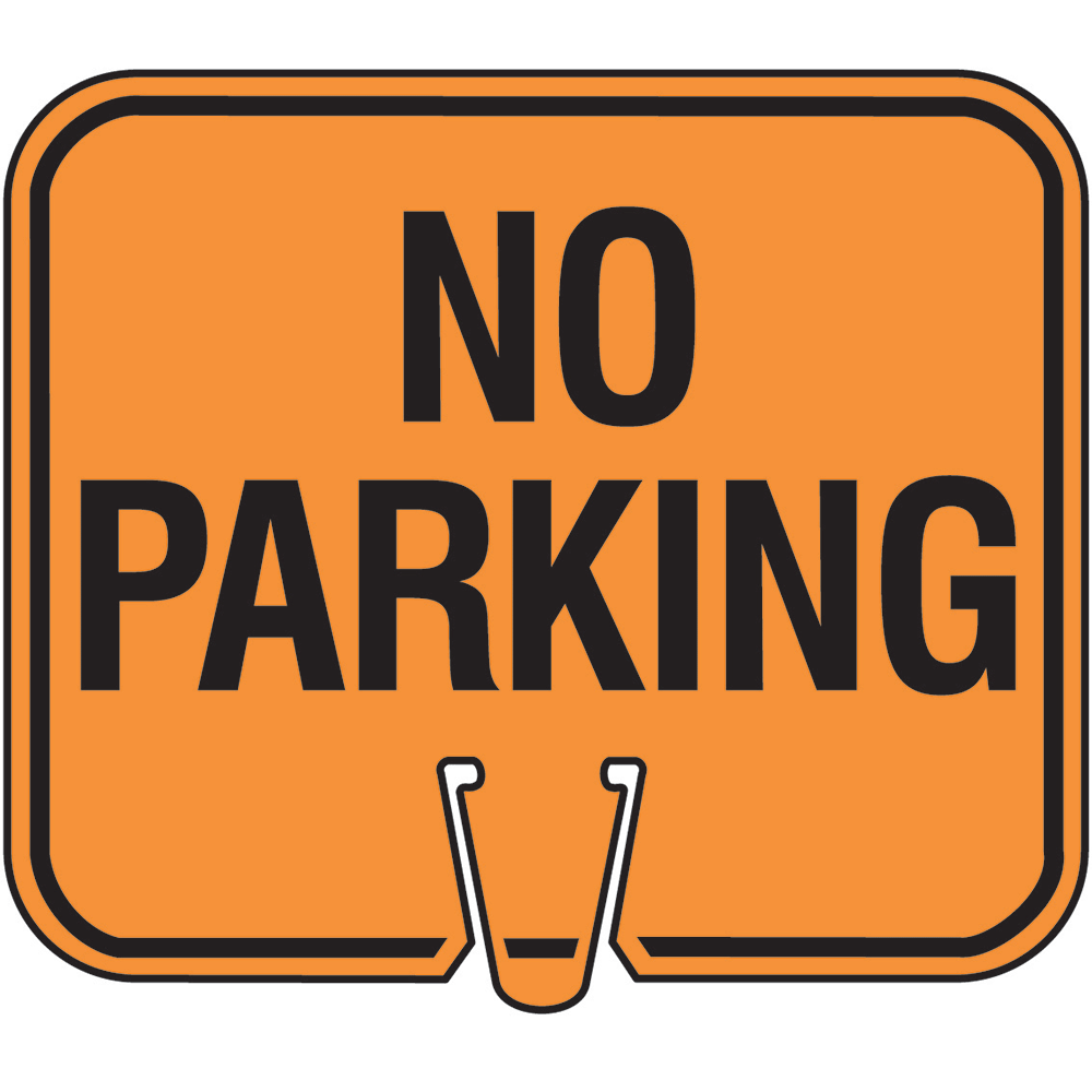 Orange NO PARKING Traffic Cone Sign