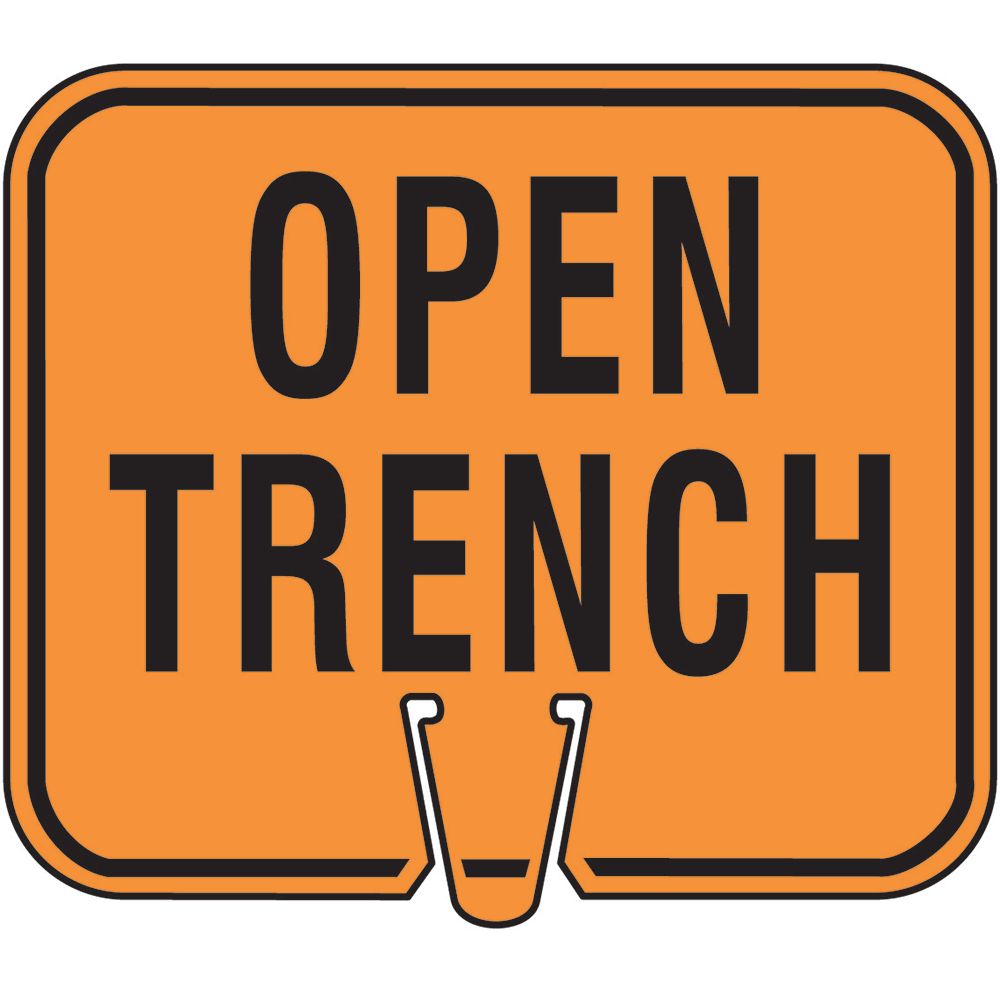 Orange OPEN TRENCH Traffic Cone Sign