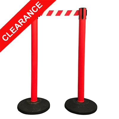 Red Economy 10' Retractable Barrier Stanchion Post Kit