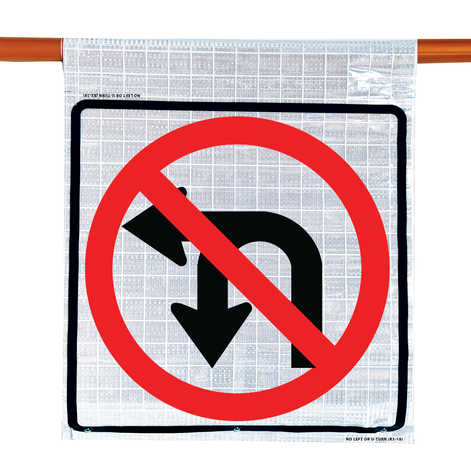 Reflective - 24" NO LEFT OR U-TURN - R3-18 Cone Bar Roll-Up