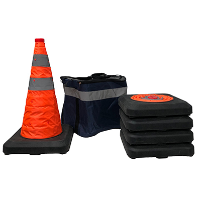 Premium 21" Collapsible Traffic Cone Kit (5 pack with bag)