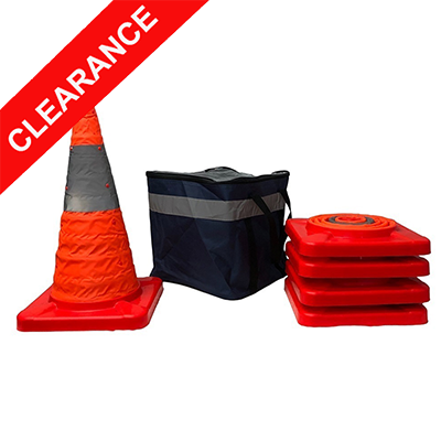 Economy 21" Collapsible Traffic Cone Kit (5 pack with bag)