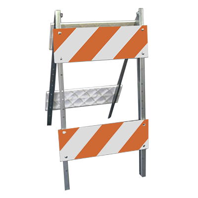Combocade Plastic and Steel Type II Barricade (8" Top, 8" Bottom) - HIP Sheeting