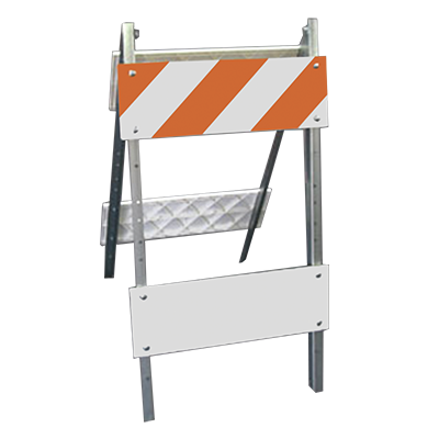 Combocade Plastic & Steel Type I Barricade (8" Top, 8" Bottom) - EG Sheeting