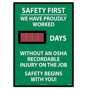Safety First Without Lost 28" x 20" Digital Scoreboard