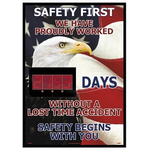 Safety First - America Themed 28" x 20" Digital Scoreboard