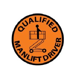 Qualified Manlift Driver Hardhat Emblem - 2" x 2" - 25 Emble