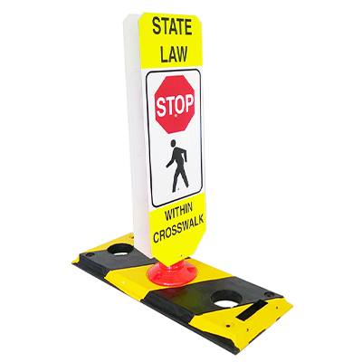 Flexible Post "STATE LAW STOP WITHIN CROSSWALK" Sign