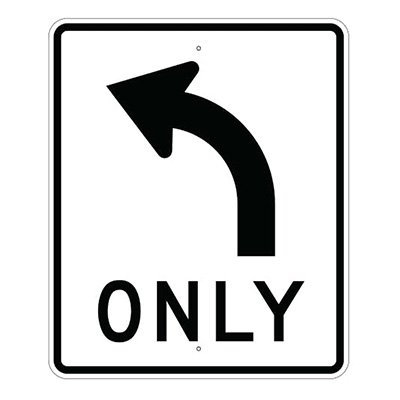 30" x 36" Aluminum Left Turn Only Symbol Sign (R3-5L)