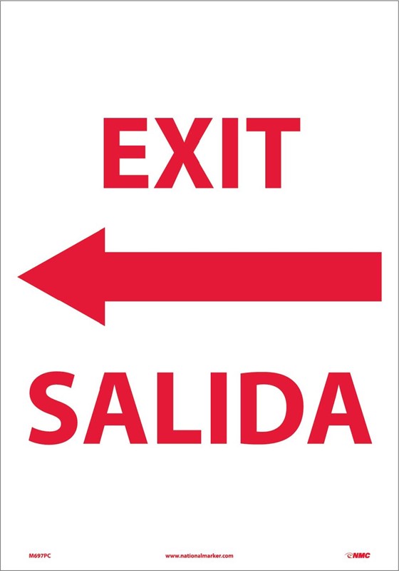Exit/Salida Left Arrow 20" x 14"