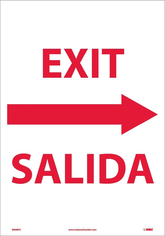 Exit/Salida Right Arrow 20" x 14"