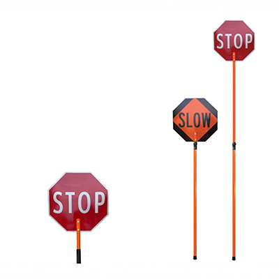 Heavy-Duty Reflective 24" STOP-SLOW Paddle (ABS Plastic) With Pole