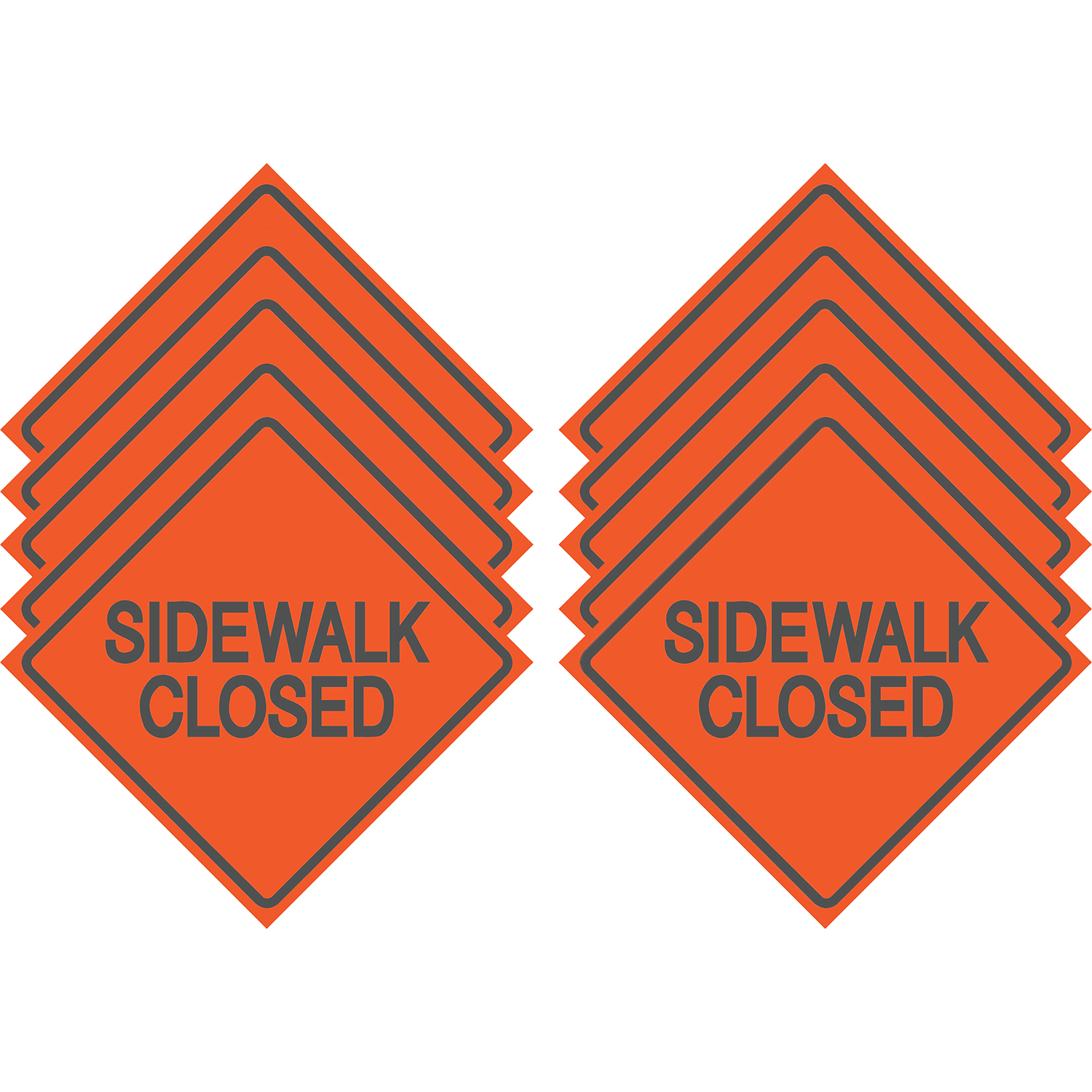 Reflective Water-Resistant SIDEWALK CLOSED Polyboard Construction Sign (Pack of 10)