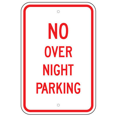 Aluminum No Overnight Parking Sign
