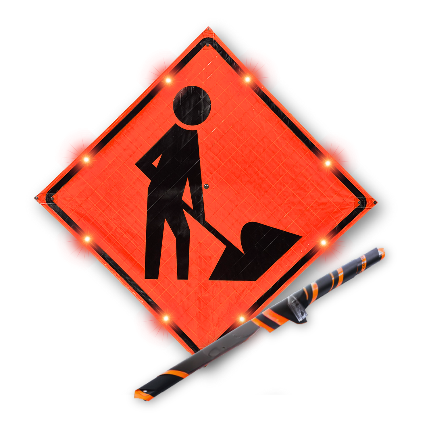 36" Reflective Orange WORKERS AHEAD LED Roll-Up Sign (W21-1)