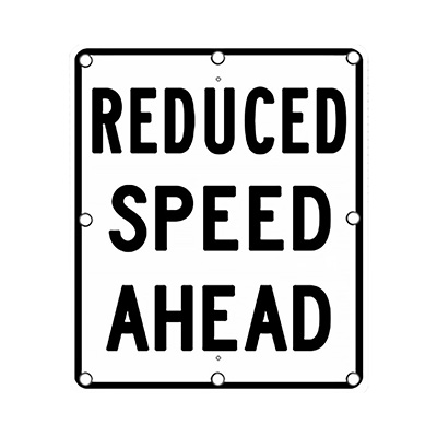 Solar Powered Flashing LED Reduce Speed Ahead Sign
