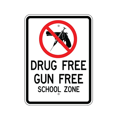 Aluminum DRUG FREE/GUN FREE SCHOOL ZONE Sign