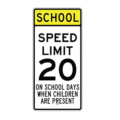 Aluminum Speed Limit 20 On School Days When Children Are Present Sign (S4-7)