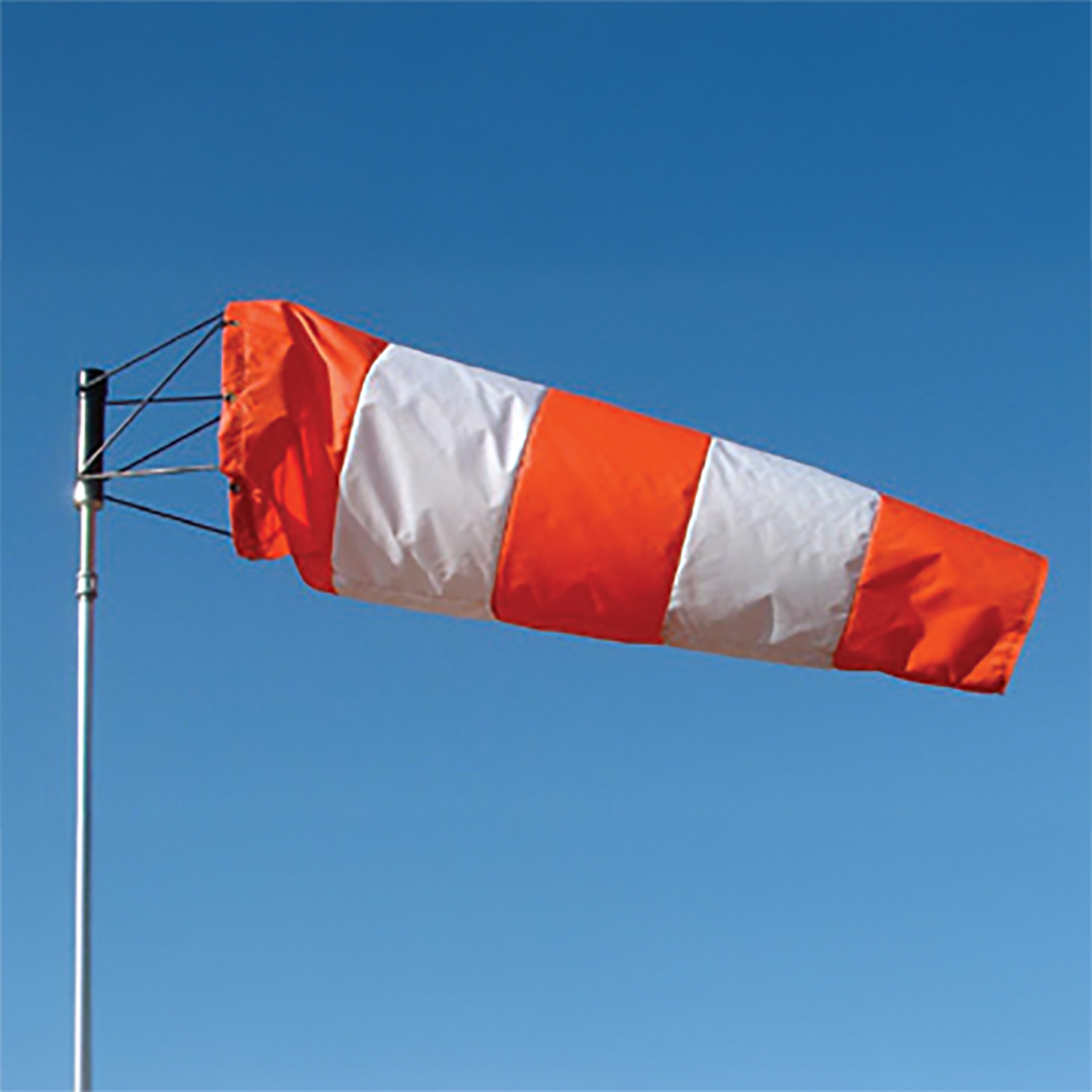 18" Throat by 48" L - Nylon Variegated Windsock - Orange/Whi