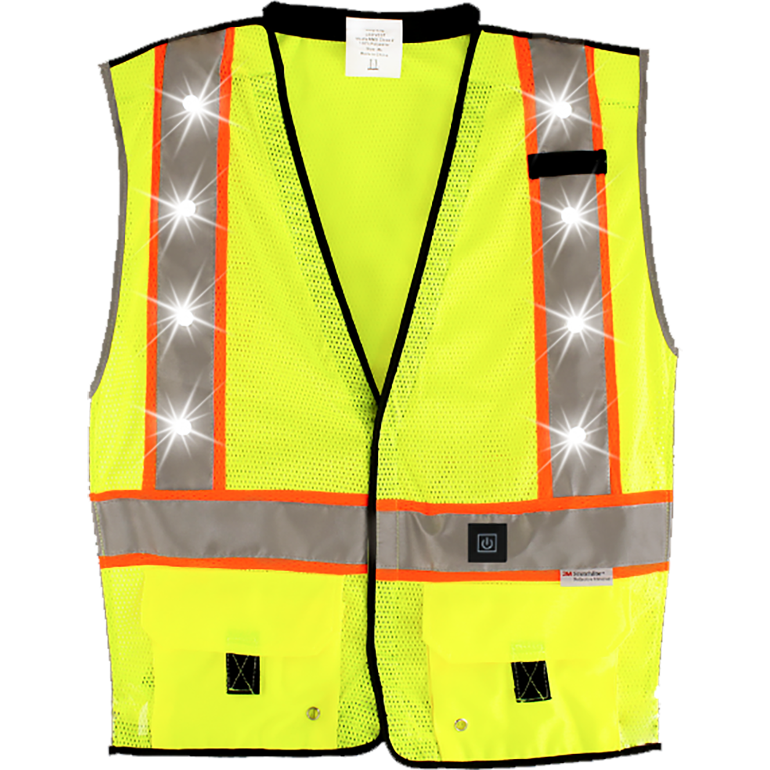 Class 2 Rechargeable LED Flashing Vest - Yellow