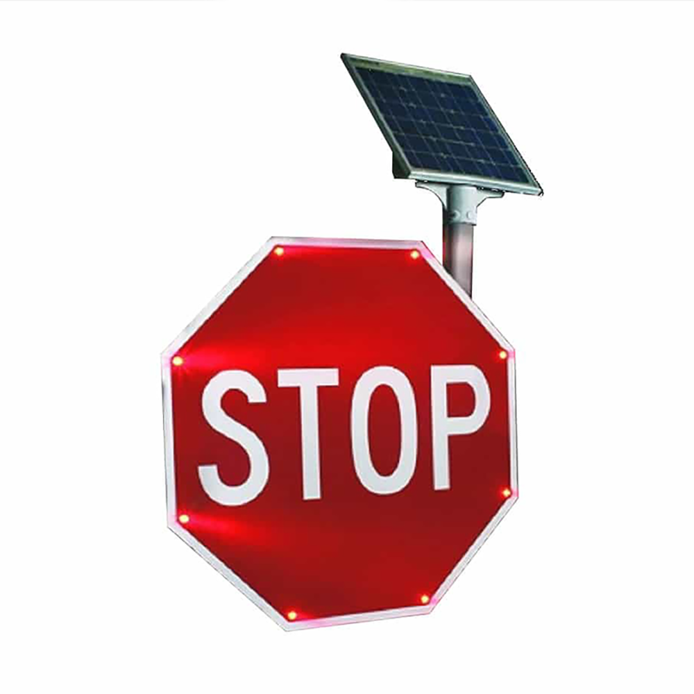 36" Solar-Powered Flashing LED STOP Sign