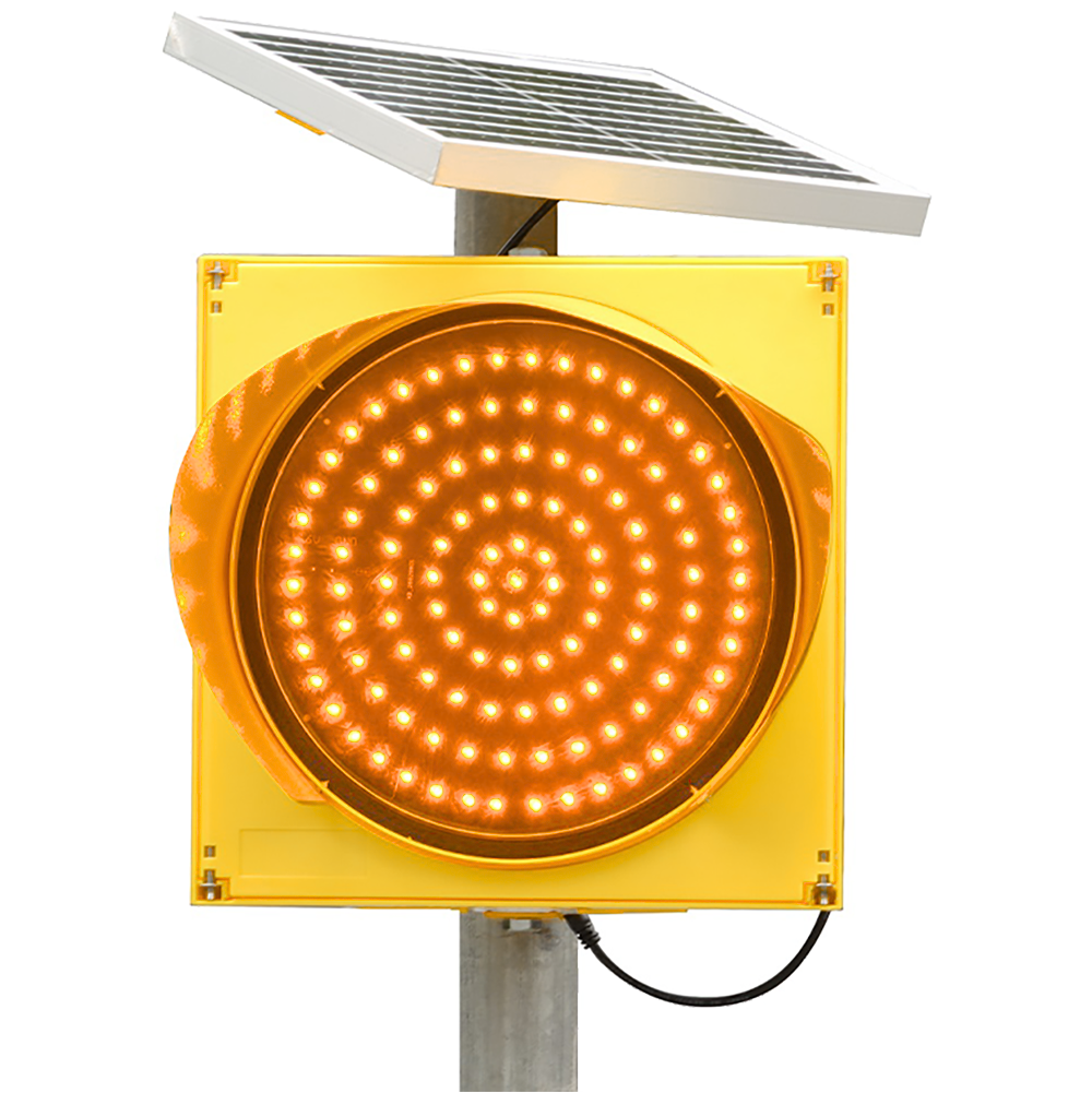 Amber Solar Powered LED Flashing Beacon (Yellow Housing)
