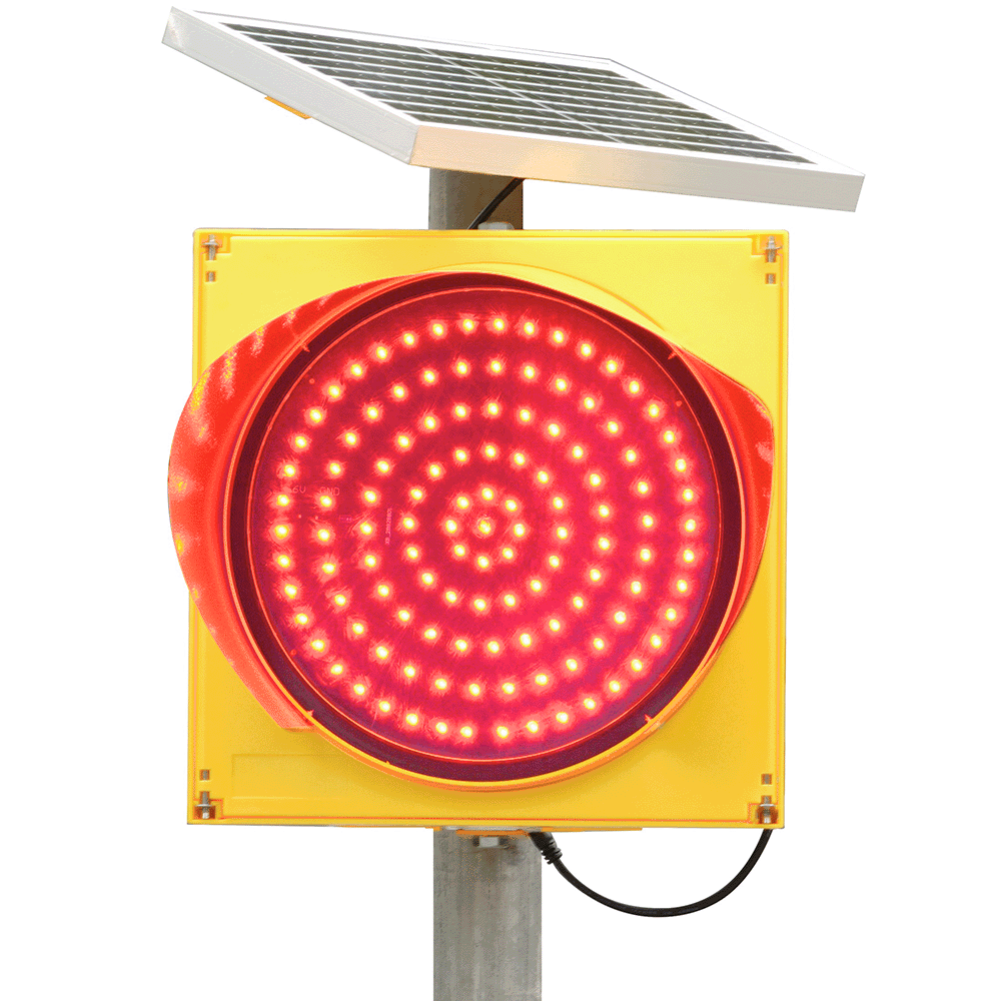 Red Solar Powered LED Flashing Beacon (Yellow Housing)