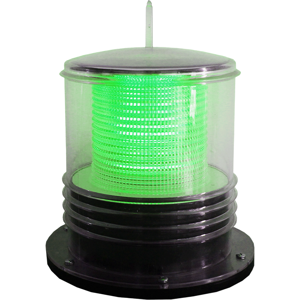 Green Solar-Powered Flashing Marine Beacon Light