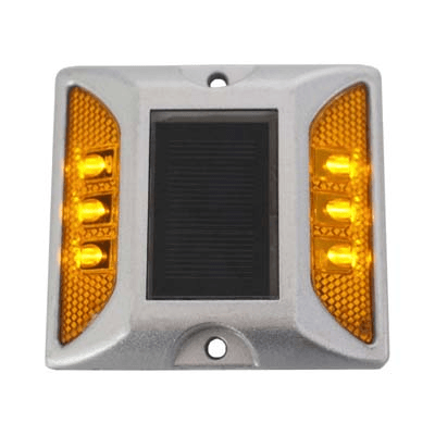 Aluminum Solar-Powered Flashing Road Marker (Amber)