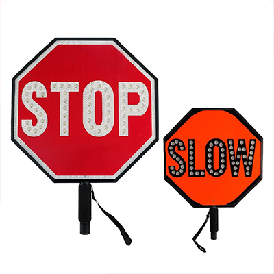 Economy 18" Flashing LED STOP-SLOW Handheld Paddle Sign