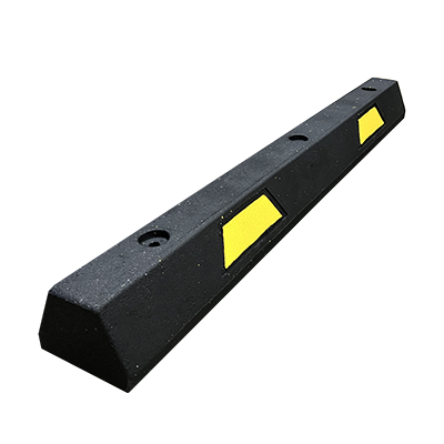 4' Rubber Car Parking Stop - Yellow Stripe