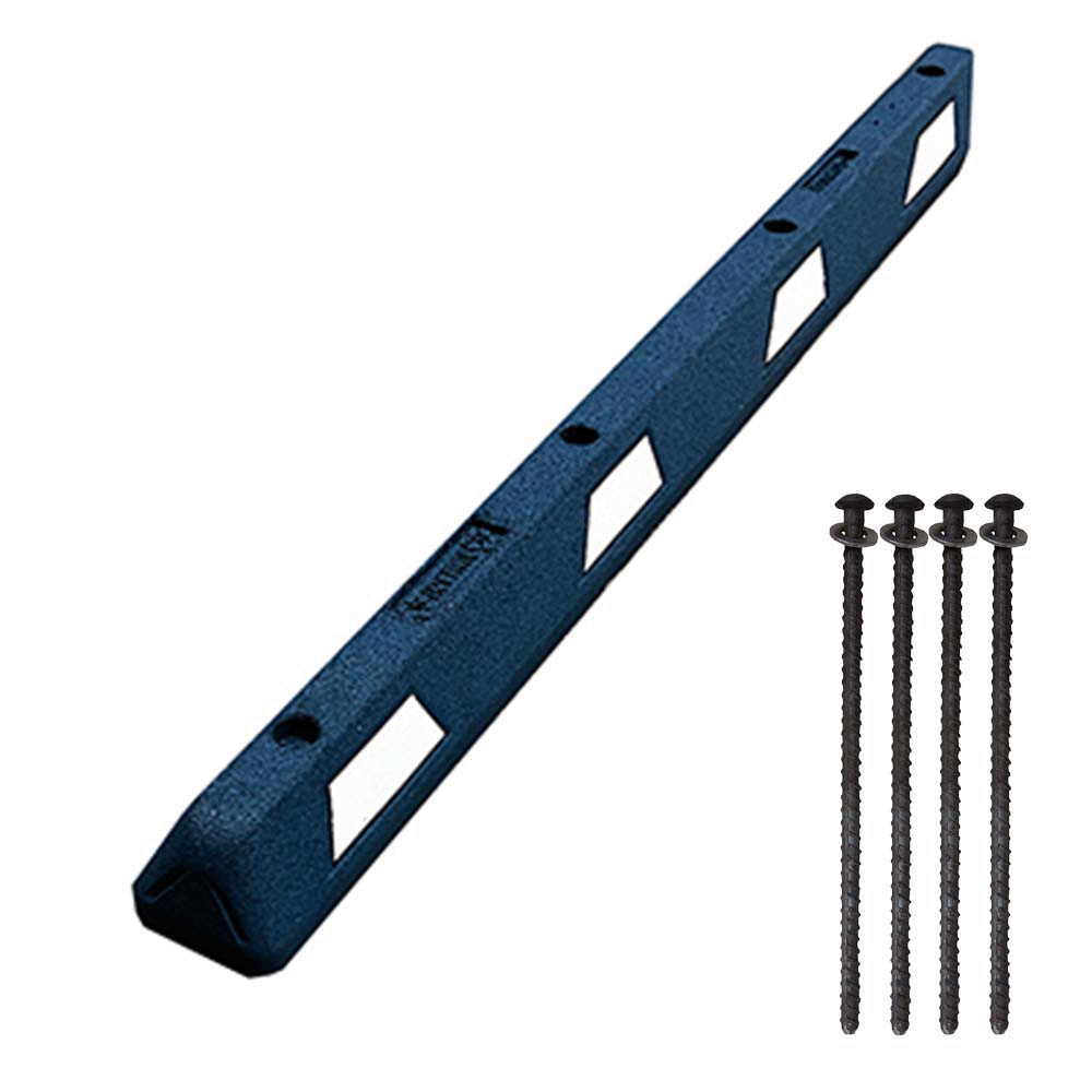 6' Handicap Blue Rubber Car Parking Stop - Asphalt Hardware