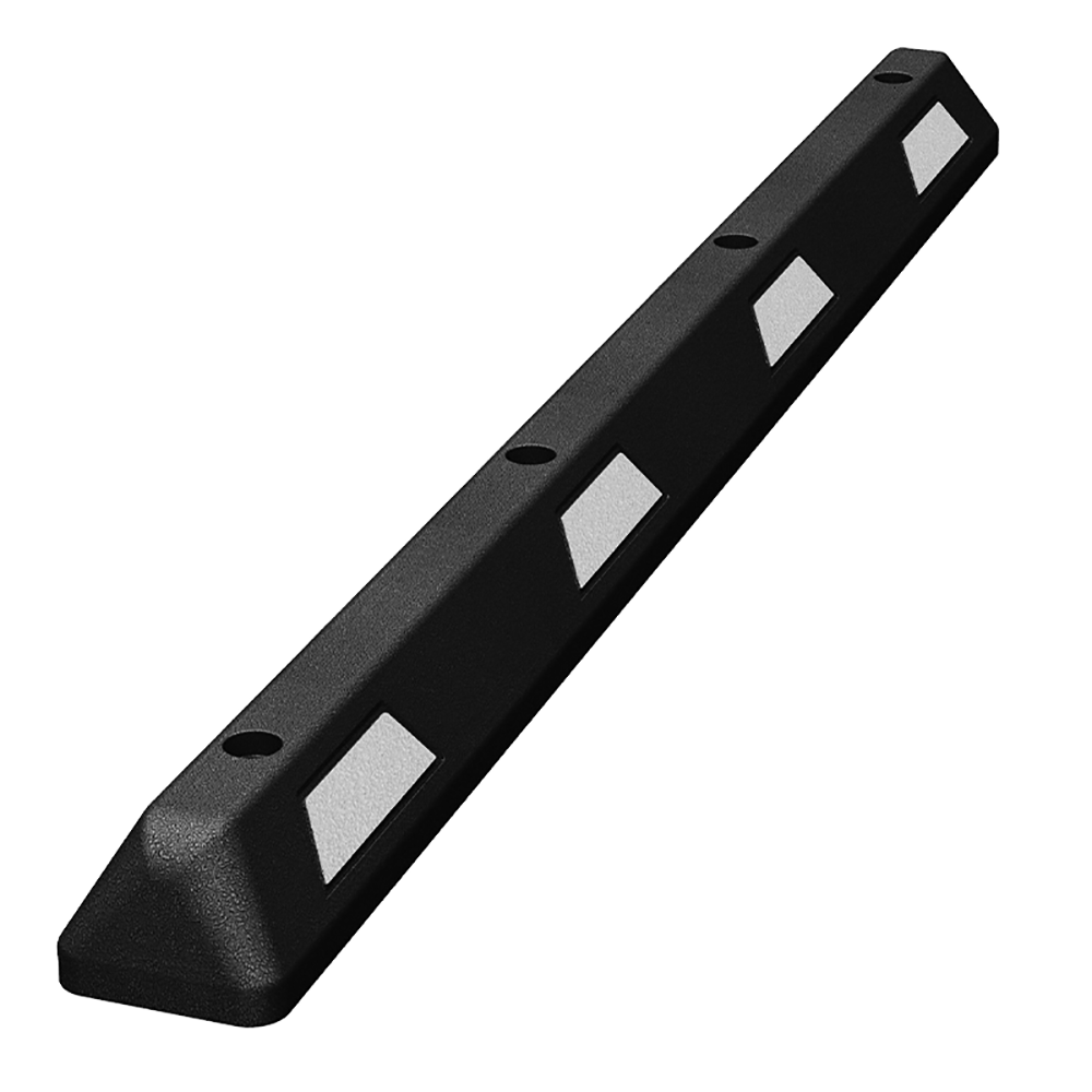 6' Rubber Car Parking Stop - White Stripe - No Hardware