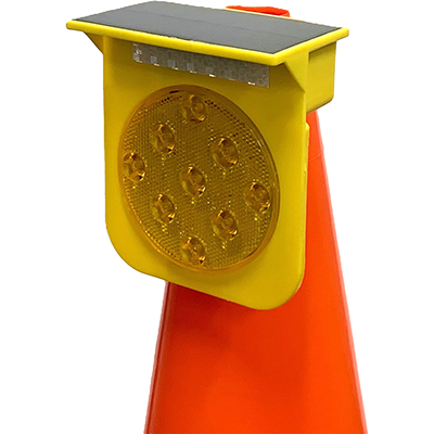 Amber Solar Traffic Cone Light with Ring Hook