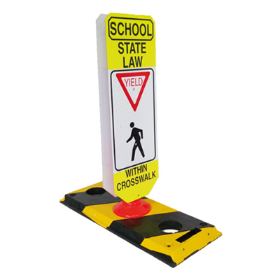 Flexible Post "SCHOOL STATE LAW YIELD WITHIN CROSSWALK" Sign