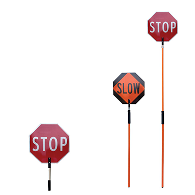 Standard Reflective 18" STOP-SLOW Paddle (ABS Plastic) With Pole