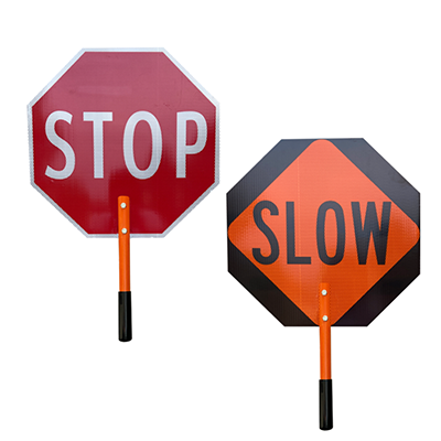 Heavy-Duty Reflective 24" STOP-SLOW Paddle (ABS Plastic) - Nylon Grip Handle