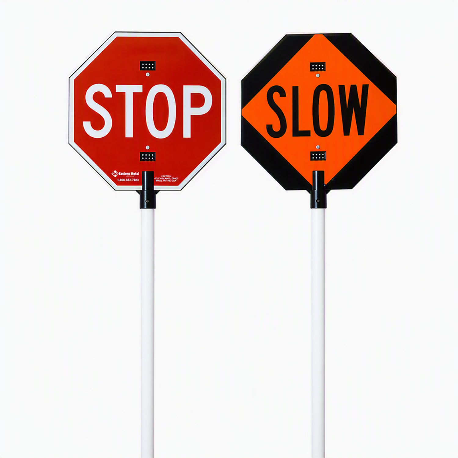 Flashing LED Reflective 24" STOP-SLOW Paddle Sign with Pole