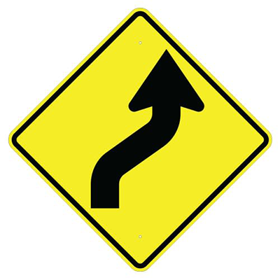 Aluminum Reverse Curve Sign (W1-4)