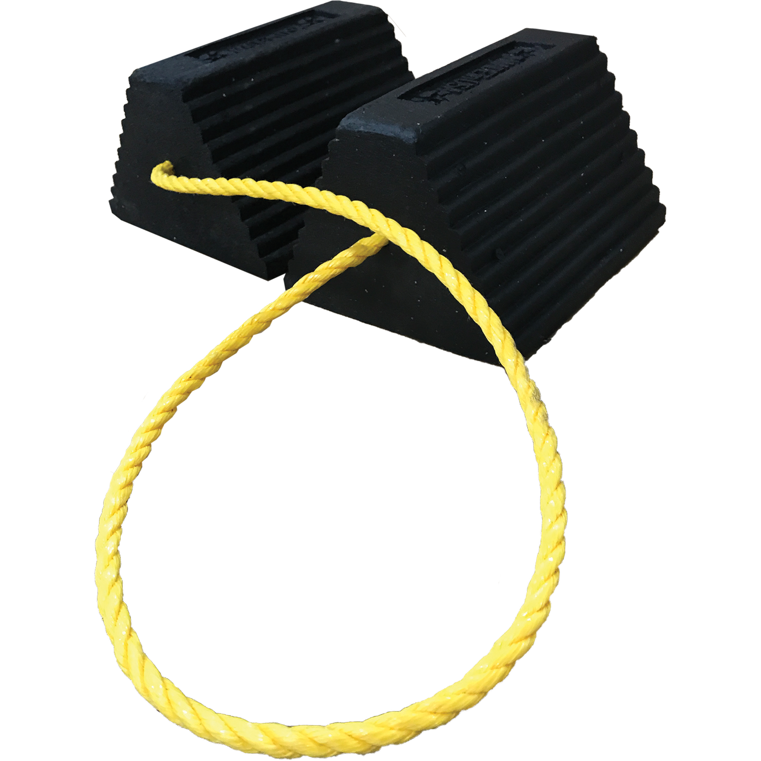 Pair Rope-Connected Truck Rubber Wheel Chocks - 10" W x 8" D x 6" H