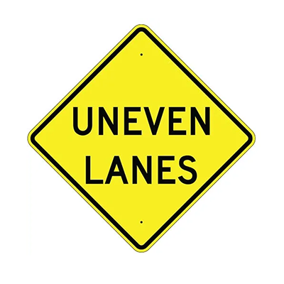 Aluminum Uneven Lanes Sign (W8-11A)