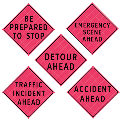 36" Reflective Pink Vinyl Roll-Up Sign
