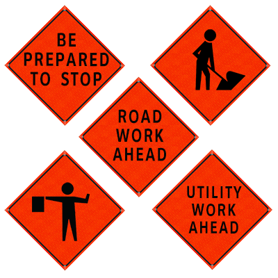36" Non-Reflective Orange Vinyl Roll-Up Sign
