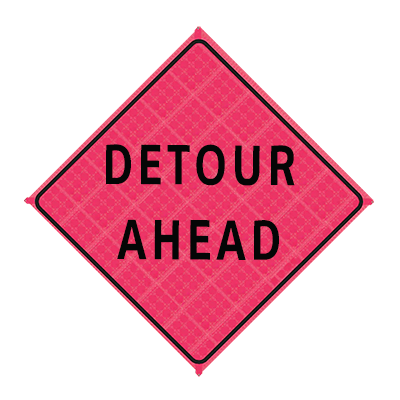 36" Reflective Pink Vinyl Roll-Up Sign