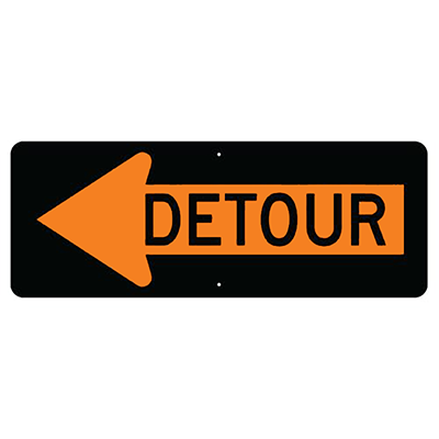 Aluminum Detour (Left) Sign (M4-10L)