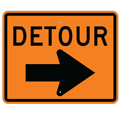 Aluminum Detour (Right Arrow) Sign (M4-9R)