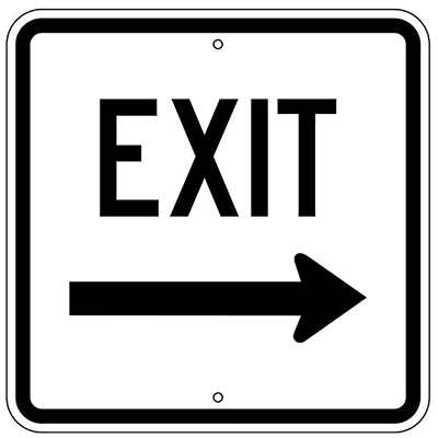 Aluminum Exit Right Arrow Sign - 18" W x 18" H