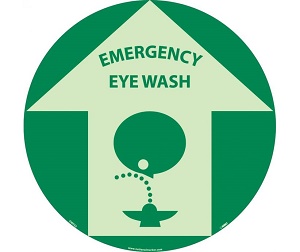 Emergency Eye Wash Glow Walk on Floor Sign 17"